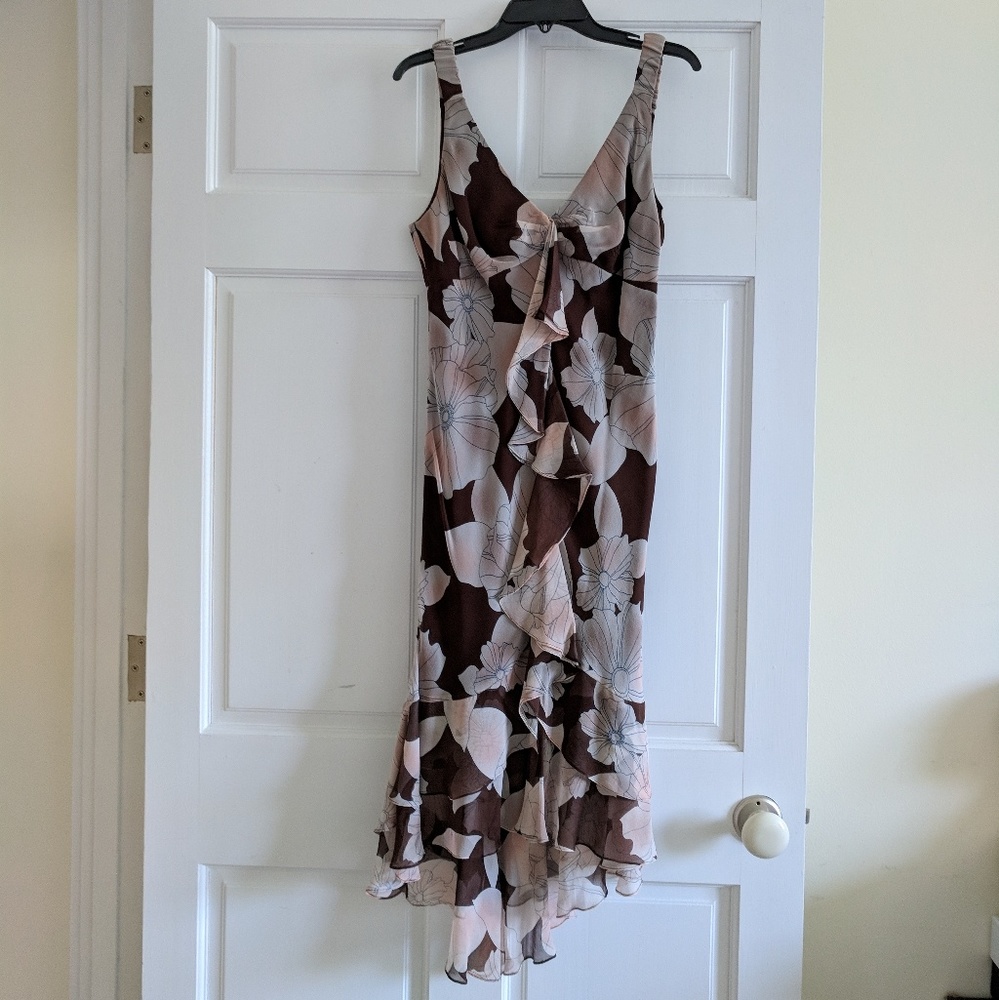 BCBGMaxAzria Floral Ruffle Front Fishtail Dress